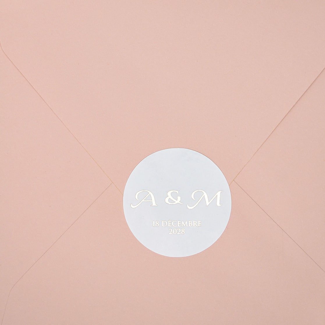 "Gina - Sticker" - Faire-part de mariage chic, élégant et romantique avec dorure or - Wedding stationery - Création Luxe Carterie Studio