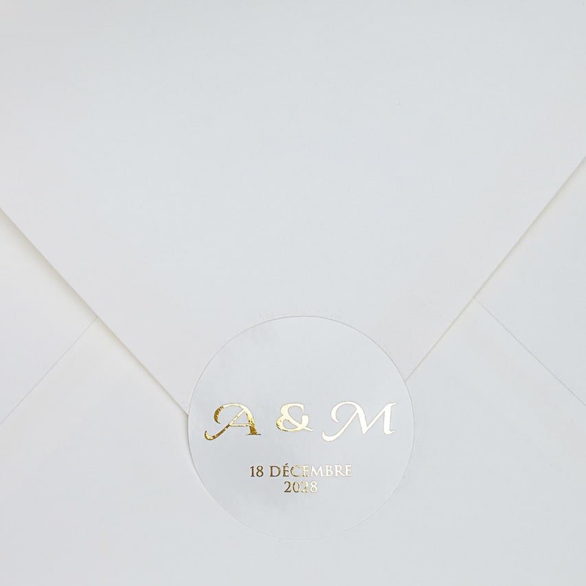 "Gina - Sticker" - Faire-part de mariage chic, élégant et romantique avec dorure or - Wedding stationery - Création Luxe Carterie Studio