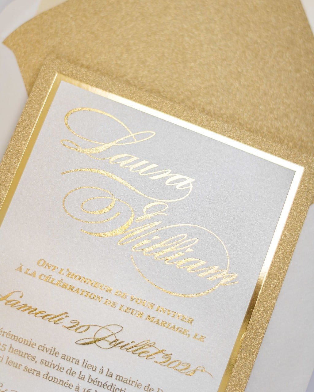 "Glamour" - Faire-part de mariage chic, élégant et romantique avec dorure or - Wedding stationery - Création Luxe Carterie Studio