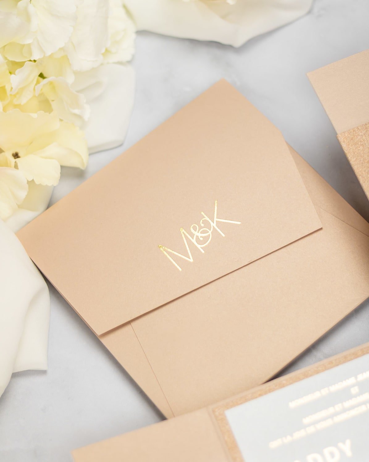 "Glitter" - Faire-part de mariage chic, élégant et romantique avec dorure or - Wedding stationery - Création Luxe Carterie Studio