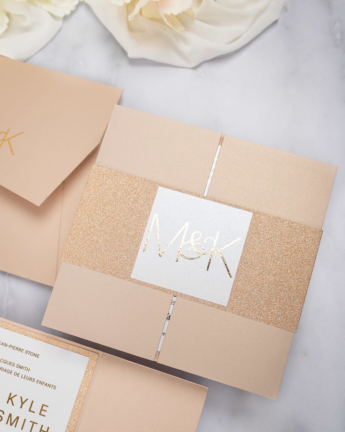 "Glitter" - Faire-part de mariage chic, élégant et romantique avec dorure or - Wedding stationery - Création Luxe Carterie Studio