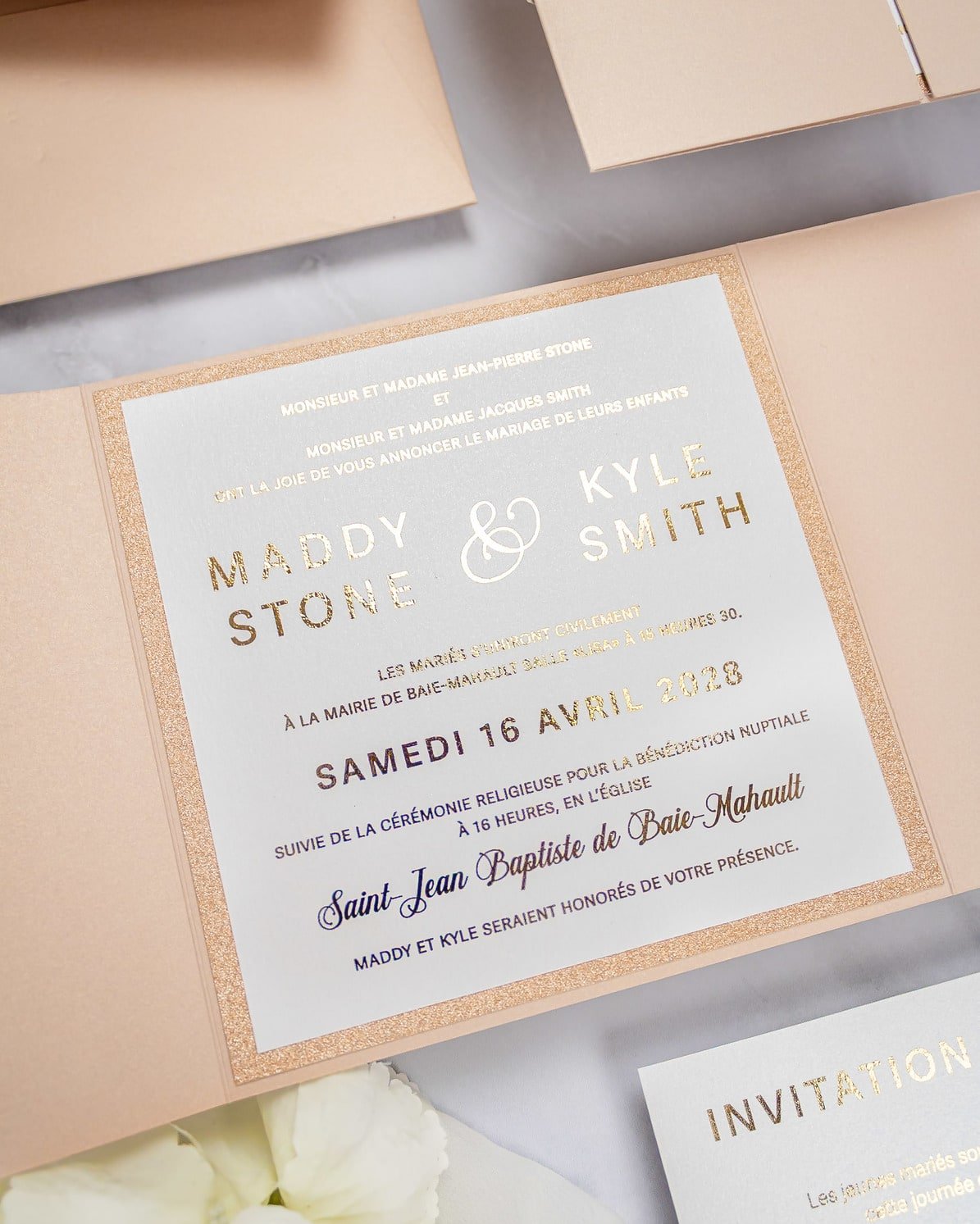 "Glitter" - Faire-part de mariage chic, élégant et romantique avec dorure or - Wedding stationery - Création Luxe Carterie Studio