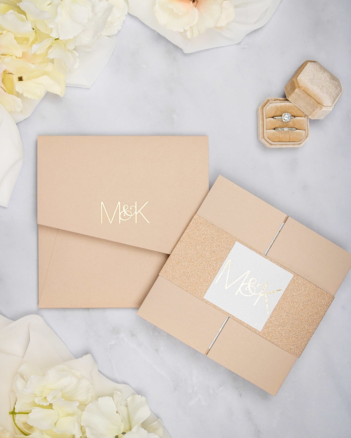 "Glitter" - Faire-part de mariage chic, élégant et romantique avec dorure or - Wedding stationery - Création Luxe Carterie Studio