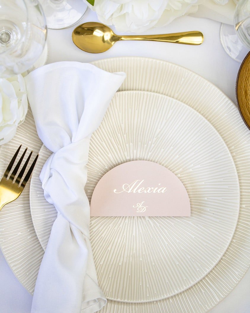 "Gloria - Marque-place" – Marque-place chic, élégant et romantique avec dorure or pour réception de mariage – Papeterie de mariage - Wedding stationery - Création Luxe Carterie Studio
