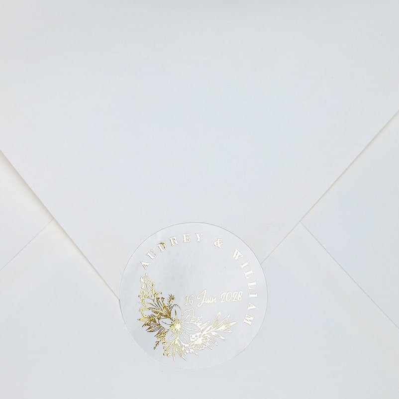 "Grazia - Sticker" - Faire-part de mariage chic, élégant et romantique avec dorure or - Wedding stationery - Création Luxe Carterie Studio