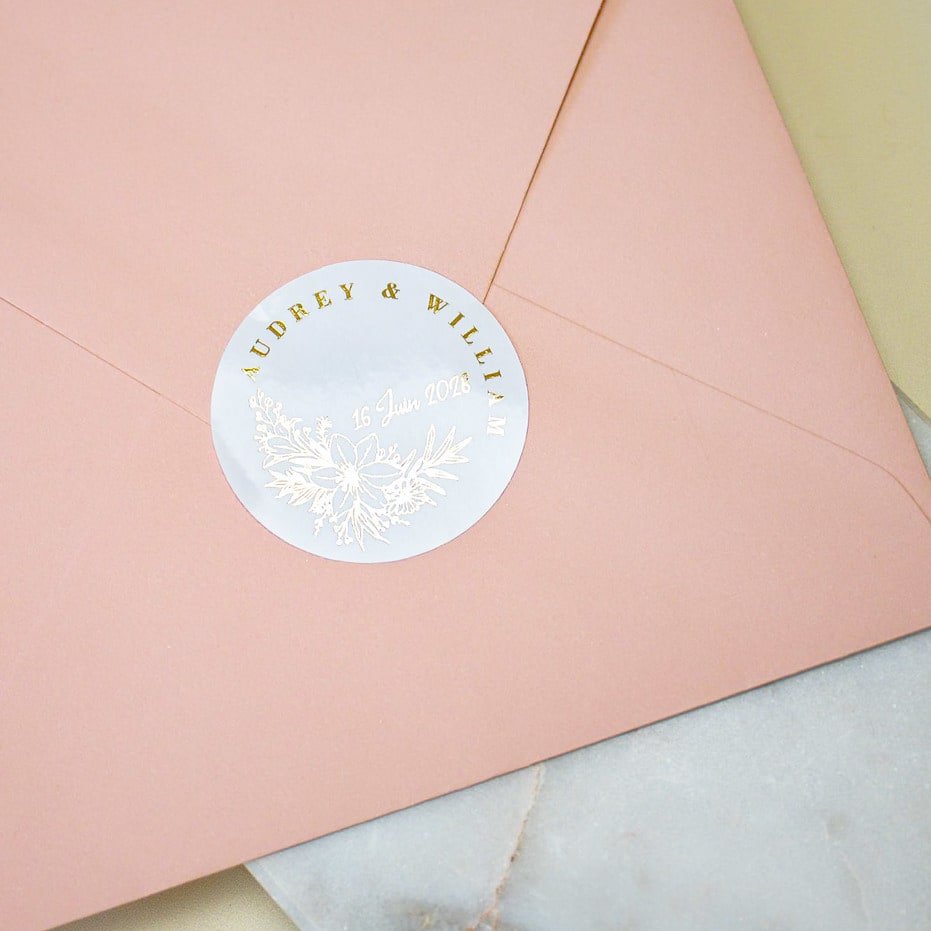 "Grazia - Sticker" - Faire-part de mariage chic, élégant et romantique avec dorure or - Wedding stationery - Création Luxe Carterie Studio