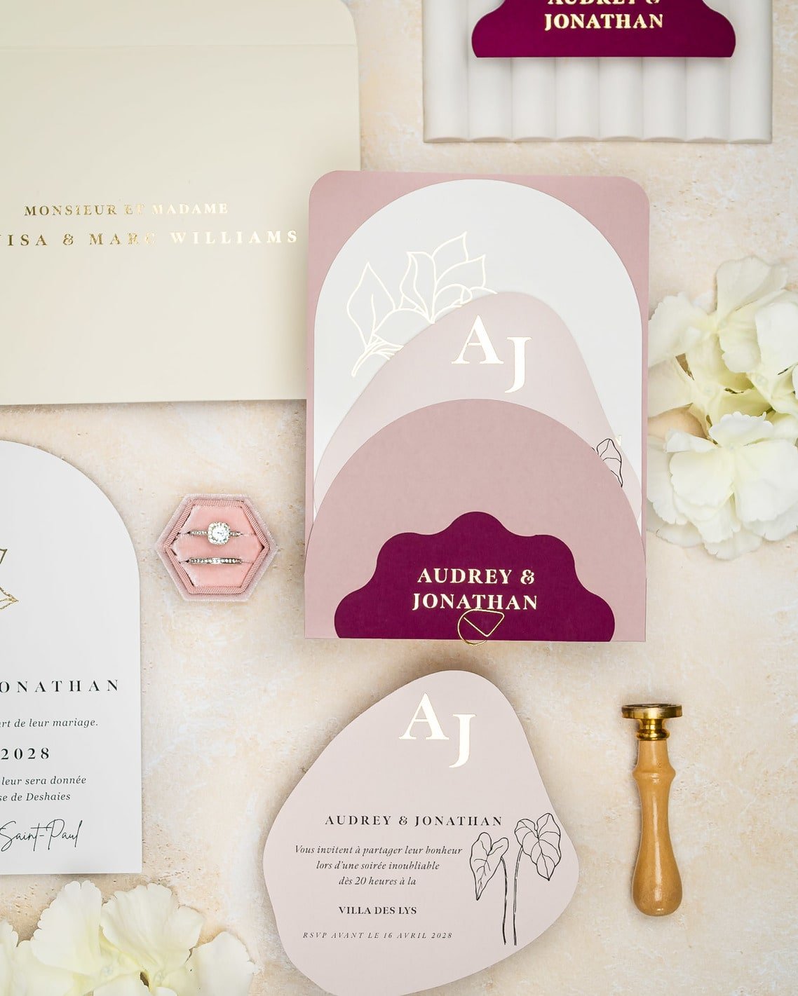 "Honey" - Faire-part de mariage moderne, chic et élégant avec dorure or – Wedding stationery - Création Luxe Carterie Studio