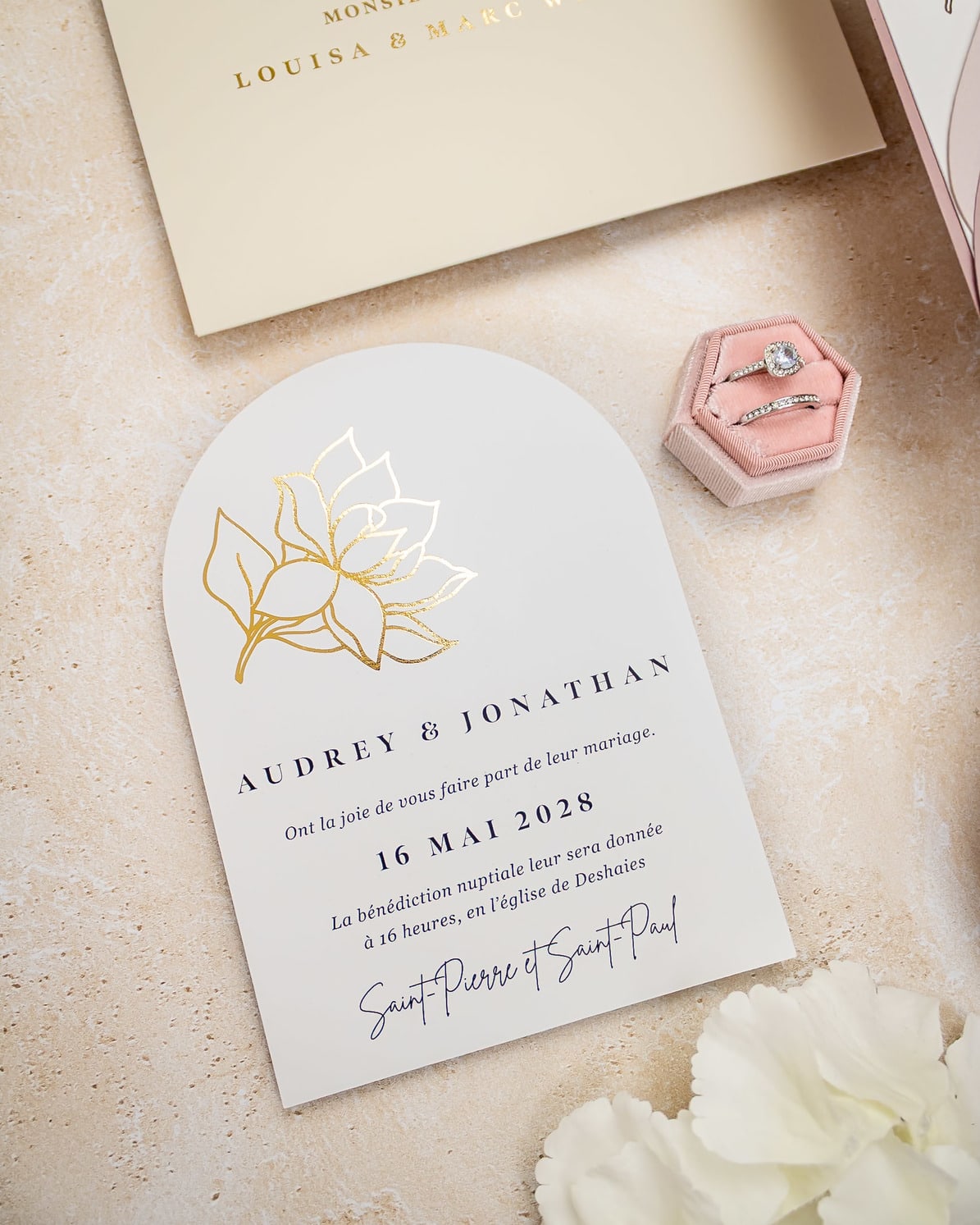 "Honey" - Faire-part de mariage moderne, chic et élégant avec dorure or – Wedding stationery - Création Luxe Carterie Studio