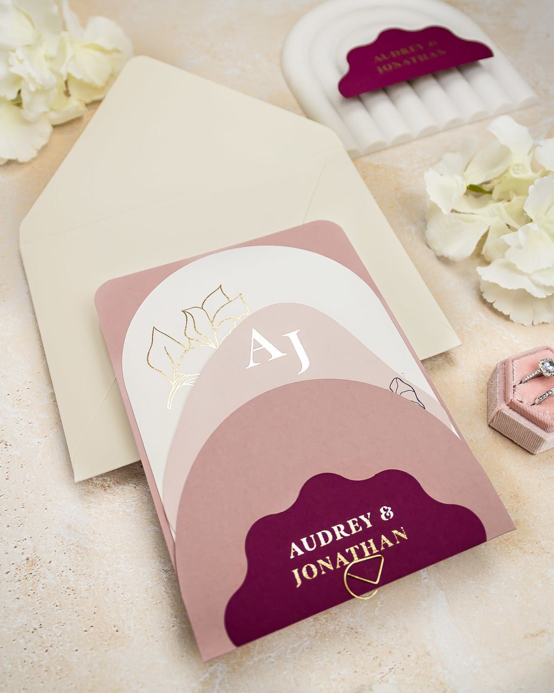 "Honey" - Faire-part de mariage moderne, chic et élégant avec dorure or – Wedding stationery - Création Luxe Carterie Studio