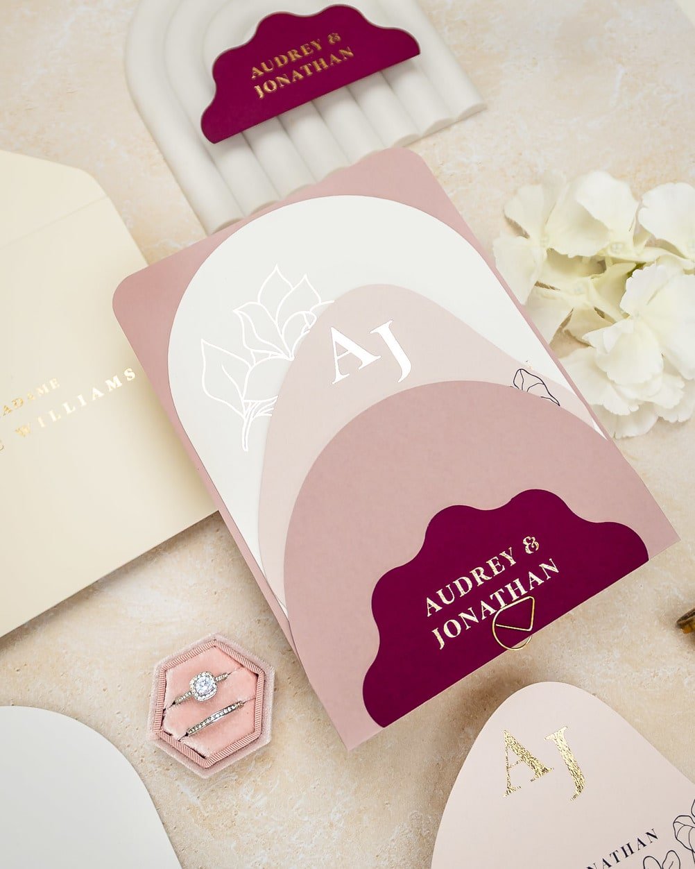 "Honey" - Faire-part de mariage moderne, chic et élégant avec dorure or – Wedding stationery - Création Luxe Carterie Studio