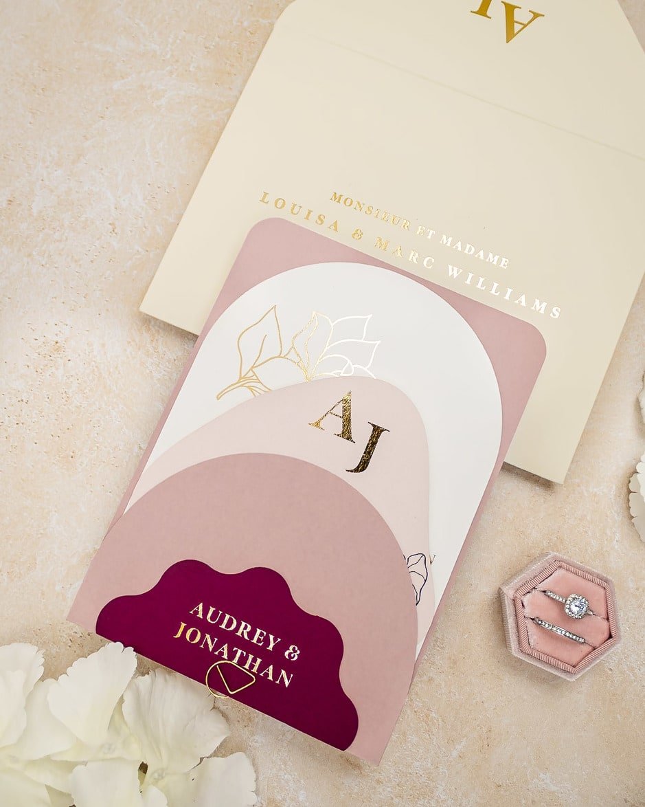 "Honey" - Faire-part de mariage moderne, chic et élégant avec dorure or – Wedding stationery - Création Luxe Carterie Studio
