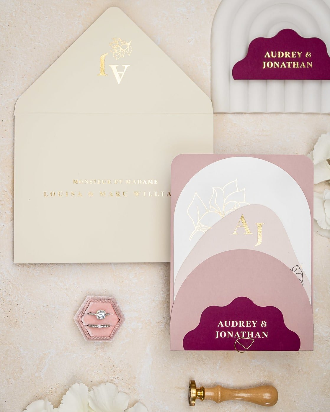 "Honey" - Faire-part de mariage moderne, chic et élégant avec dorure or – Wedding stationery - Création Luxe Carterie Studio