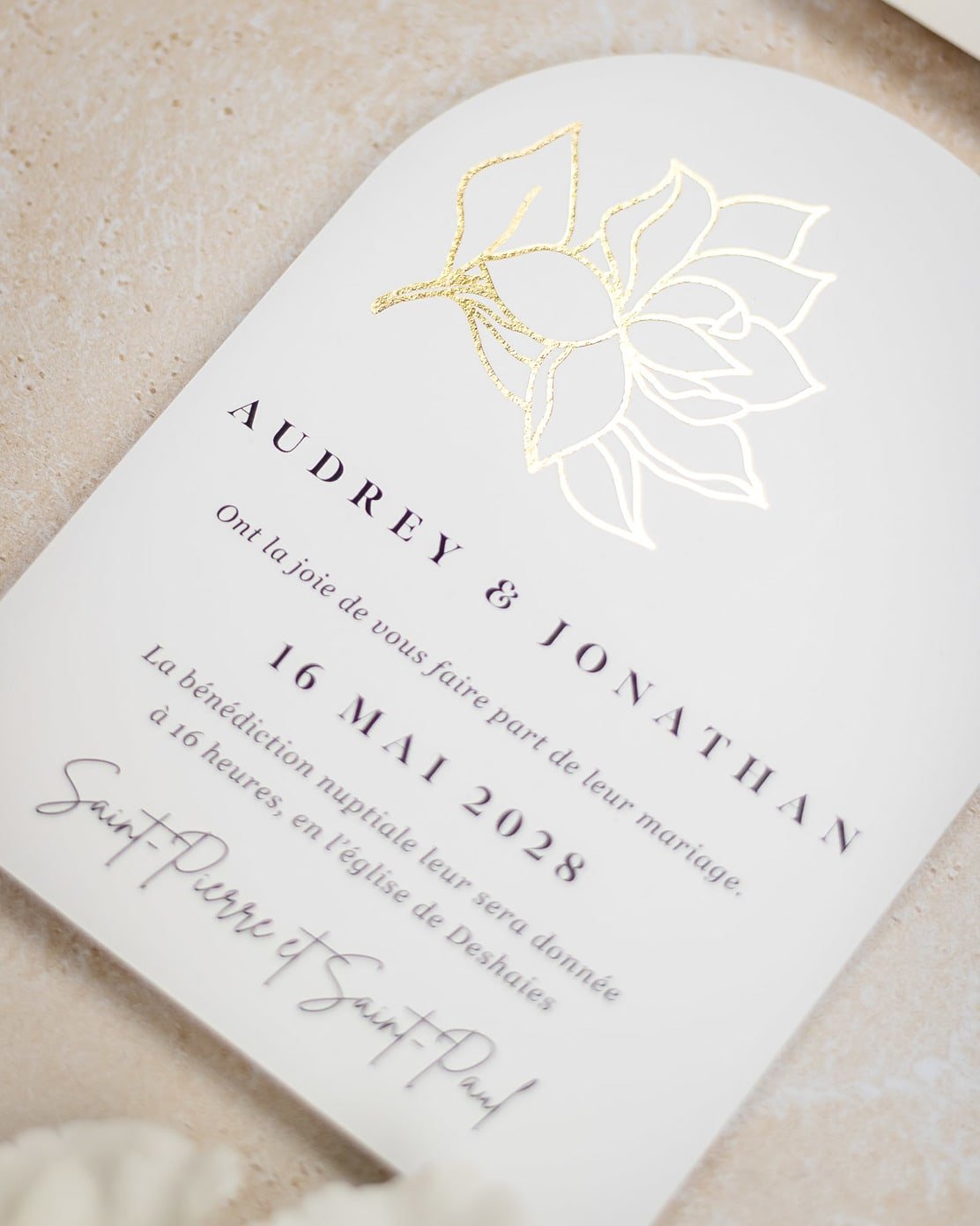 "Honey" - Faire-part de mariage moderne, chic et élégant avec dorure or – Wedding stationery - Création Luxe Carterie Studio