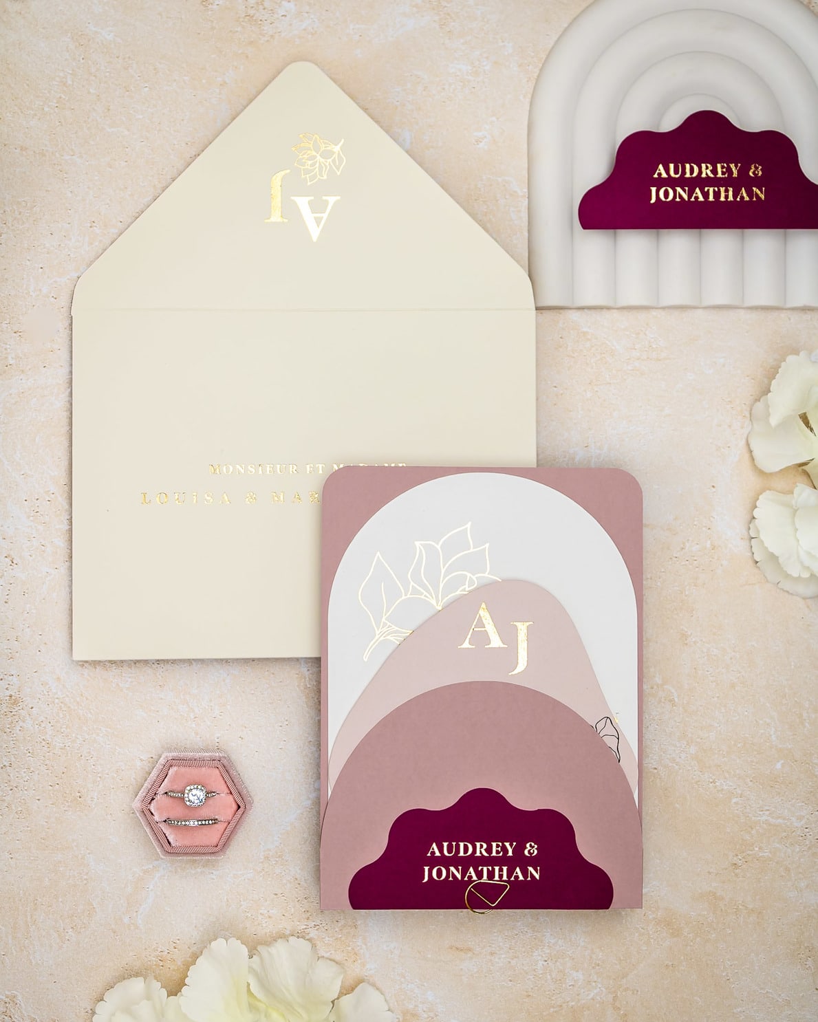 "Honey" - Faire-part de mariage moderne, chic et élégant avec dorure or – Wedding stationery - Création Luxe Carterie Studio