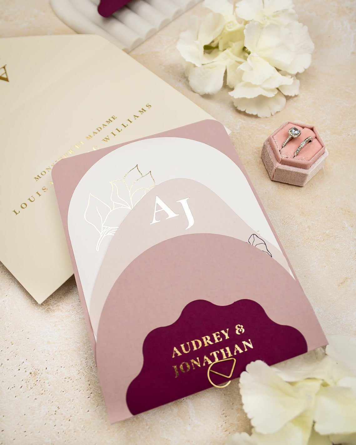 "Honey" - Faire-part de mariage moderne, chic et élégant avec dorure or – Wedding stationery - Création Luxe Carterie Studio
