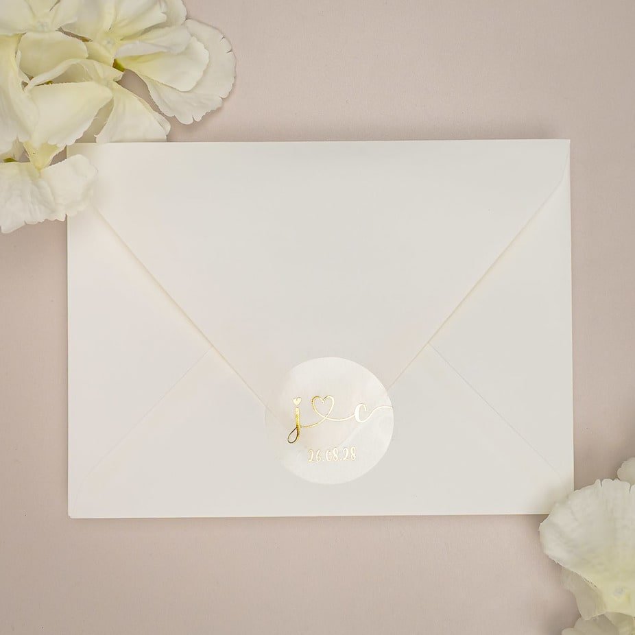 "Ida - Sticker" - Faire-part de mariage chic, élégant et romantique avec dorure or - Wedding stationery - Création Luxe Carterie Studio
