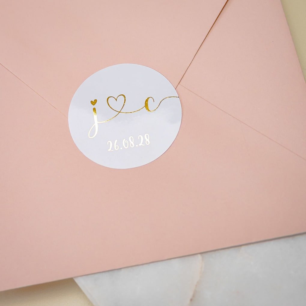 "Ida - Sticker" - Faire-part de mariage chic, élégant et romantique avec dorure or - Wedding stationery - Création Luxe Carterie Studio