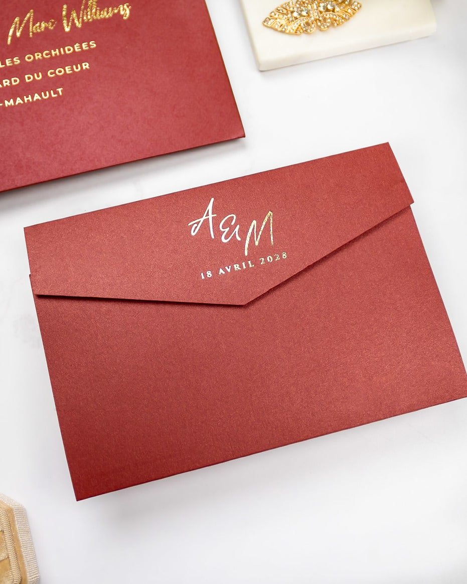 "India" - Faire-part de mariage chic, élégant et romantique avec dorure or - Wedding stationery - Création Luxe Carterie Studio
