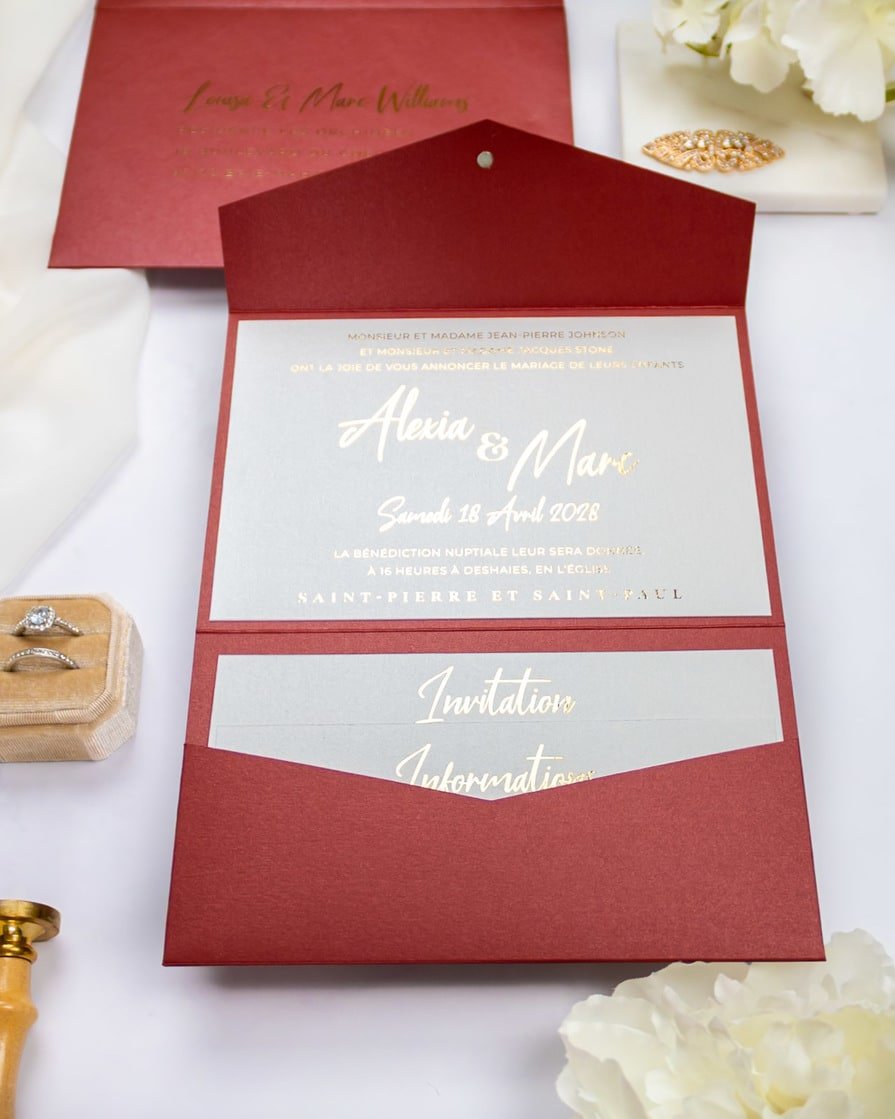 "India" - Faire-part de mariage chic, élégant et romantique avec dorure or - Wedding stationery - Création Luxe Carterie Studio
