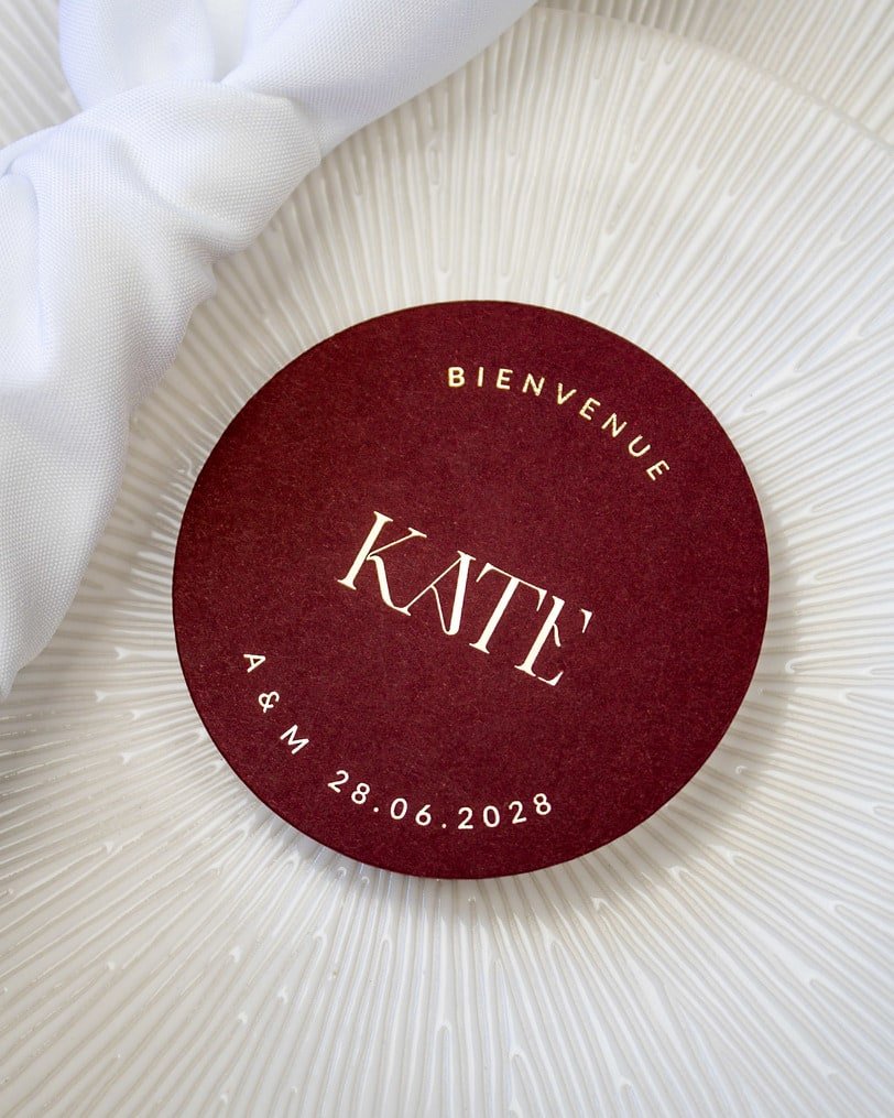 "Inès - Marque-place" – Marque-place chic, élégant et romantique avec dorure or pour réception de mariage – Papeterie de mariage - Wedding stationery - Création Luxe Carterie Studio