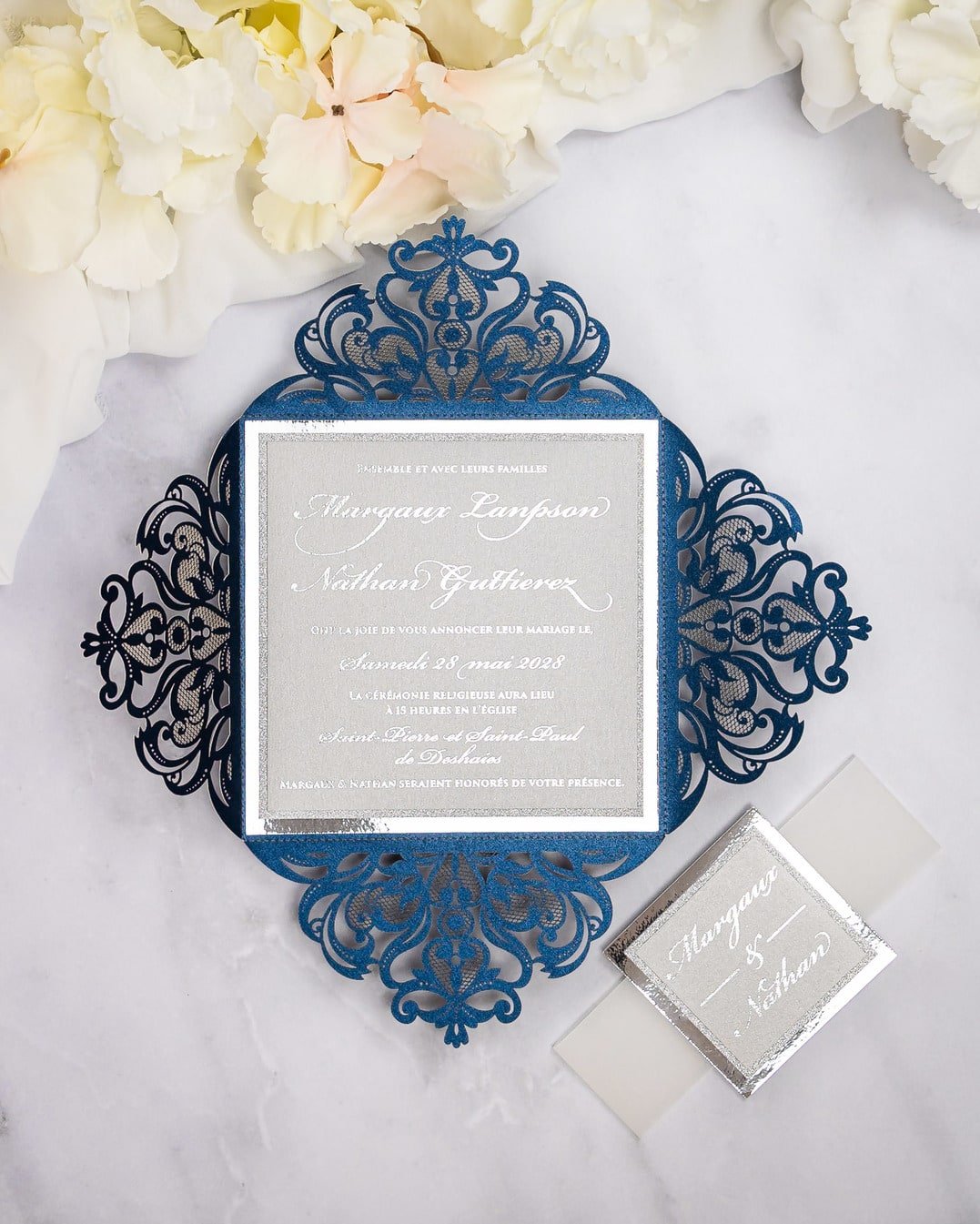 "Infinity" - Faire-part de mariage laser cut élégant et romantique avec dorure or - Wedding stationery - Création Luxe Carterie Studio