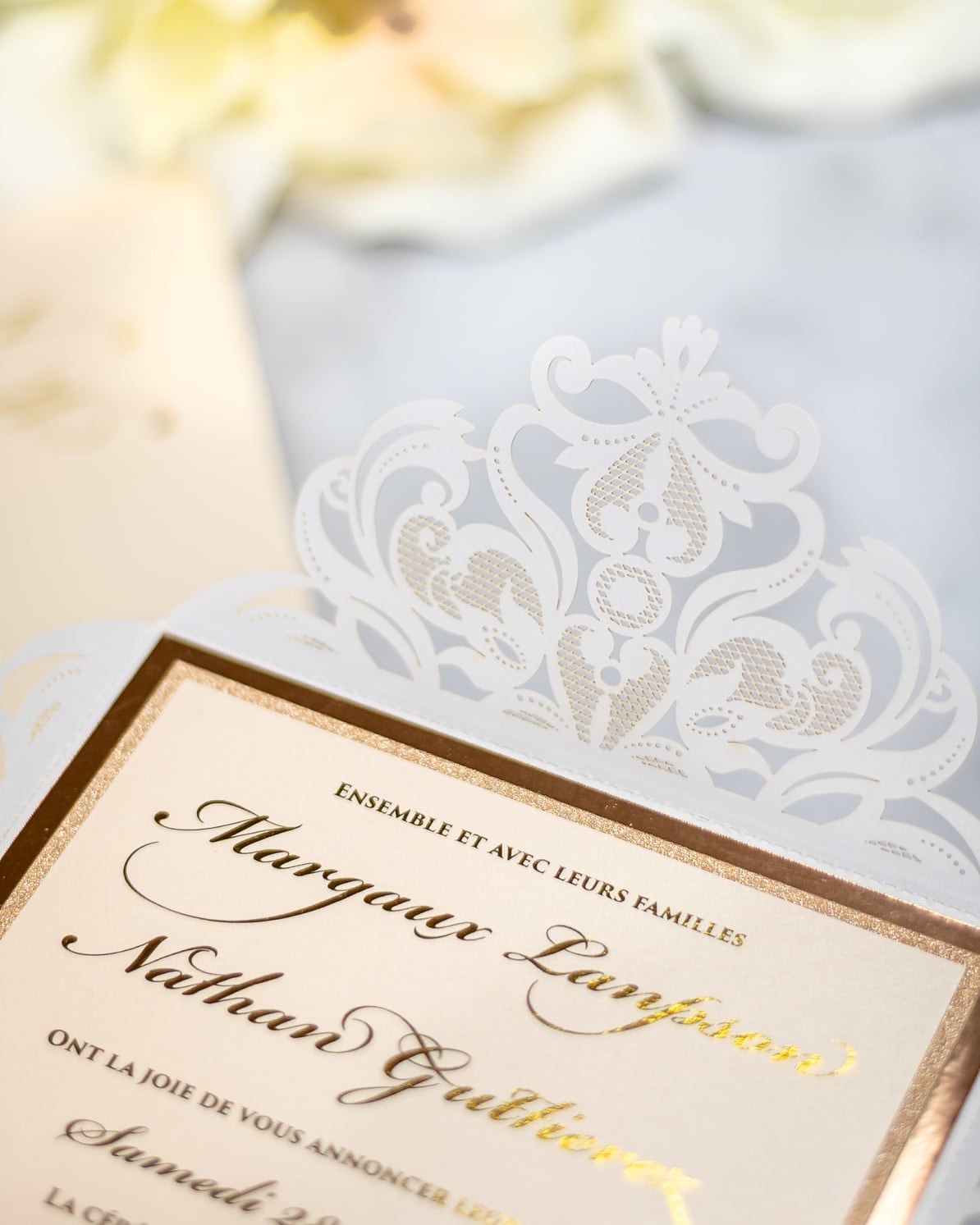 "Infinity" - Faire-part de mariage laser cut élégant et romantique avec dorure or - Wedding stationery - Création Luxe Carterie Studio