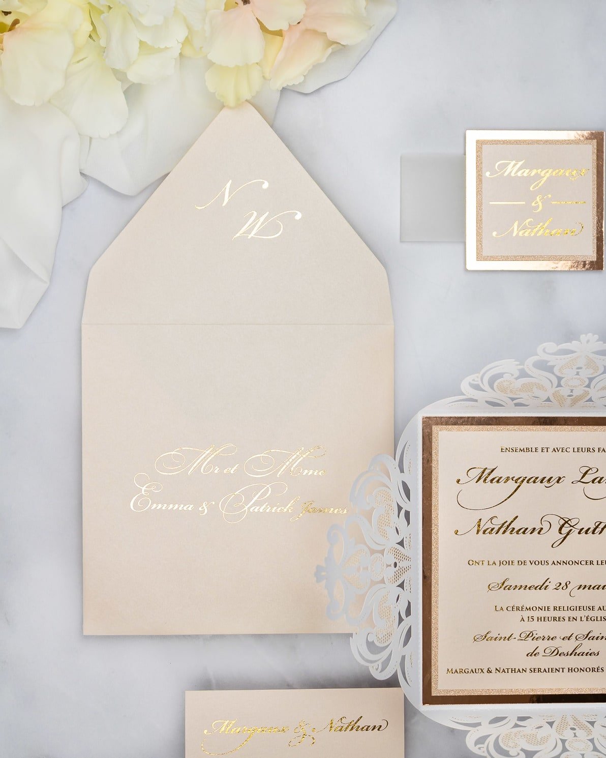 "Infinity" - Faire-part de mariage laser cut élégant et romantique avec dorure or - Wedding stationery - Création Luxe Carterie Studio