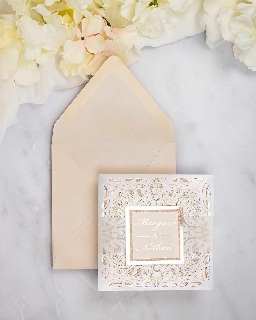 "Infinity" - Faire-part de mariage laser cut élégant et romantique avec dorure or - Wedding stationery - Création Luxe Carterie Studio