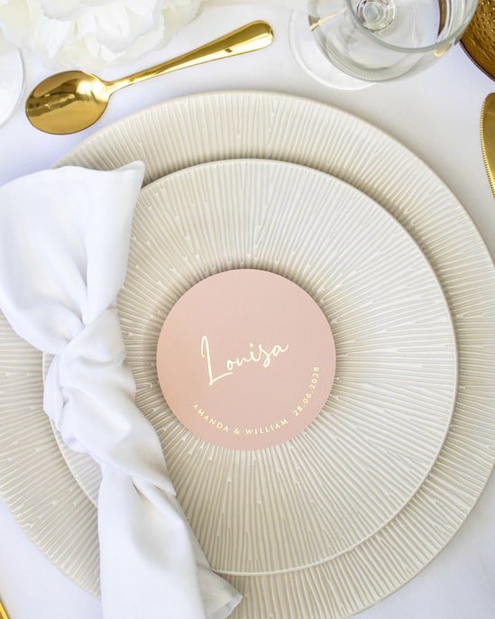 "Iris - Marque-place" – Marque-place chic, élégant et romantique avec dorure or pour réception de mariage – Papeterie de mariage - Wedding stationery - Création Luxe Carterie Studio