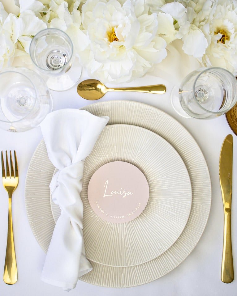 "Iris - Marque-place" – Marque-place chic, élégant et romantique avec dorure or pour réception de mariage – Papeterie de mariage - Wedding stationery - Création Luxe Carterie Studio