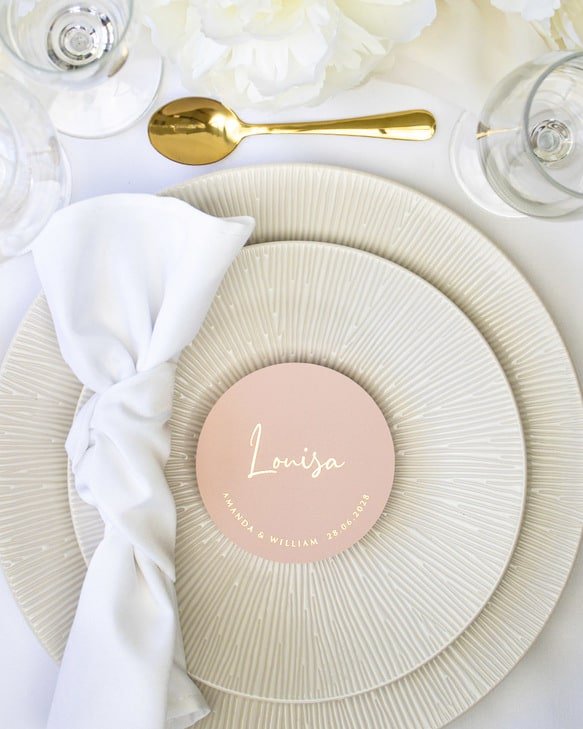 "Iris - Marque-place" – Marque-place chic, élégant et romantique avec dorure or pour réception de mariage – Papeterie de mariage - Wedding stationery - Création Luxe Carterie Studio