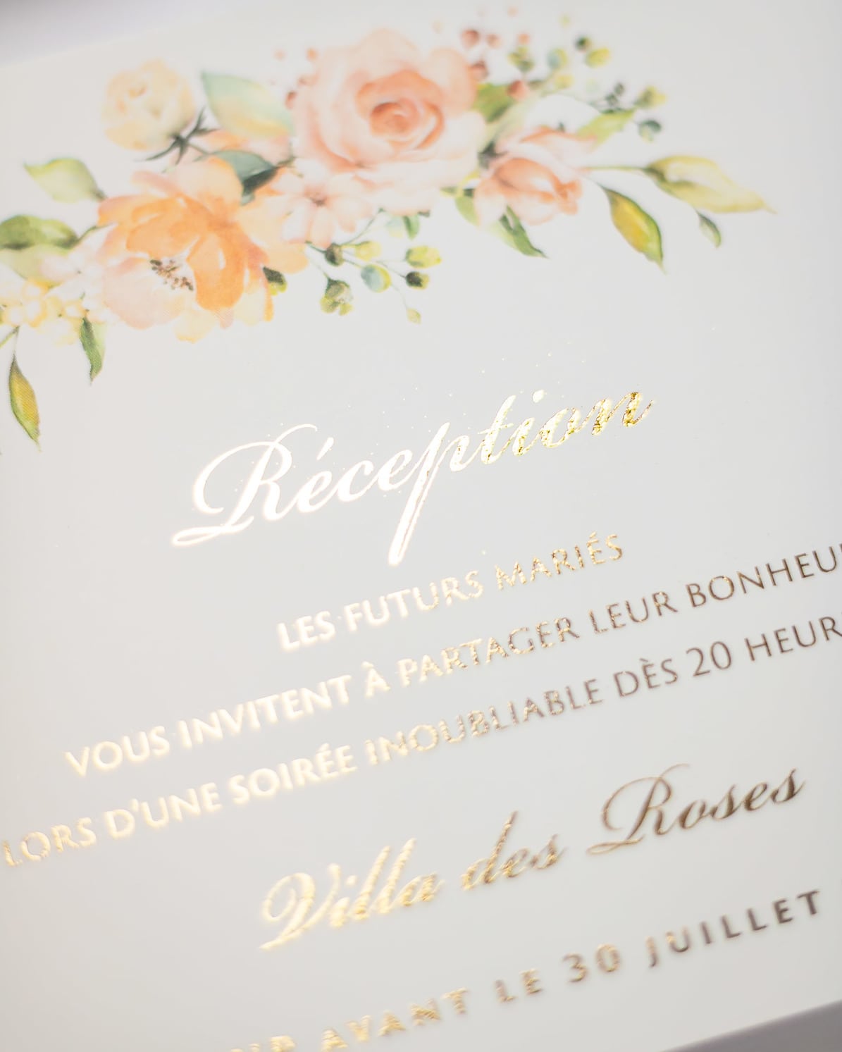 "Jais" - Faire-part de mariage fleuris élégant et romantique avec dorure or et wax seal – Wedding stationery - Création Luxe Carterie Studio