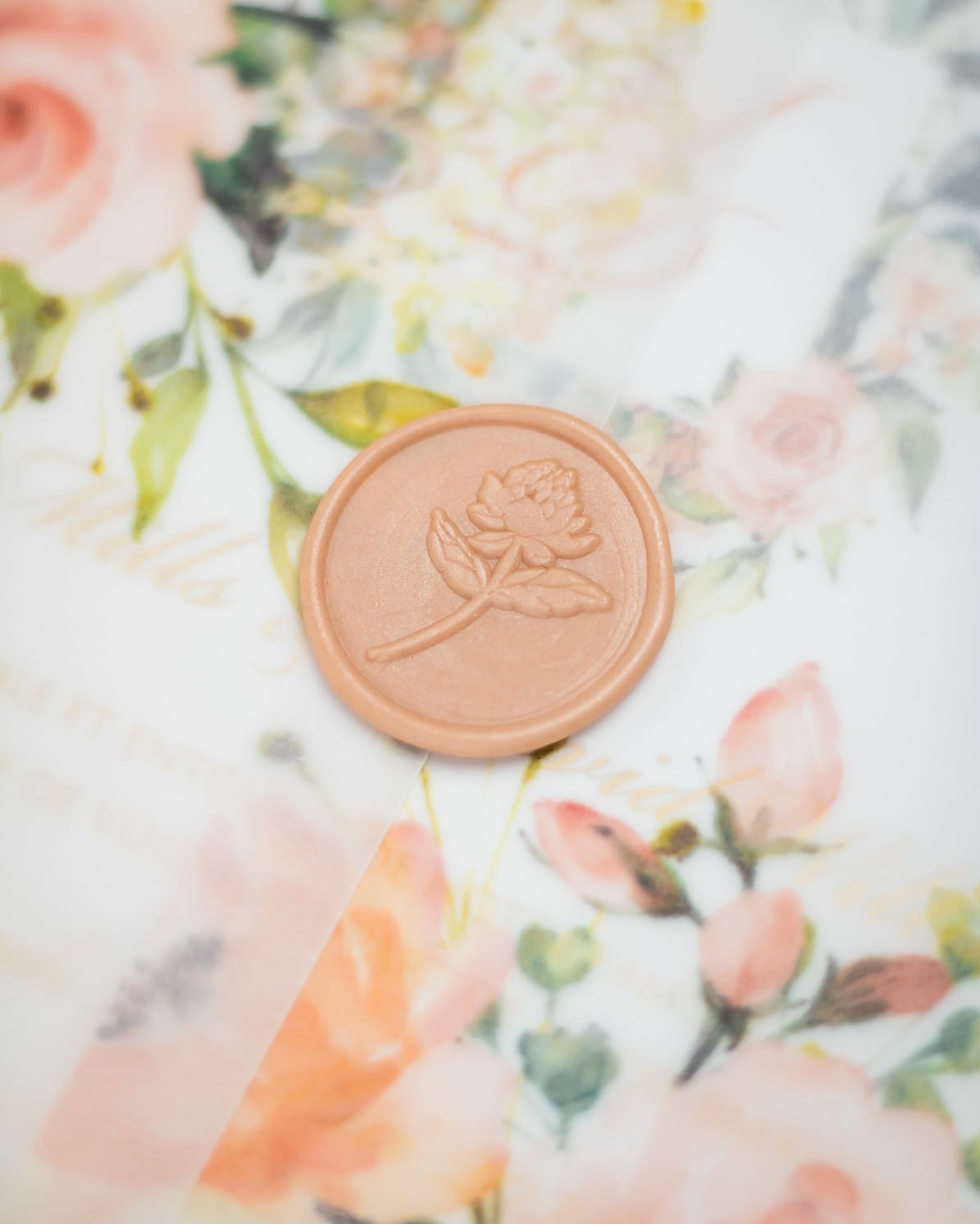 "Jais" - Faire-part de mariage fleuris élégant et romantique avec dorure or et wax seal – Wedding stationery - Création Luxe Carterie Studio
