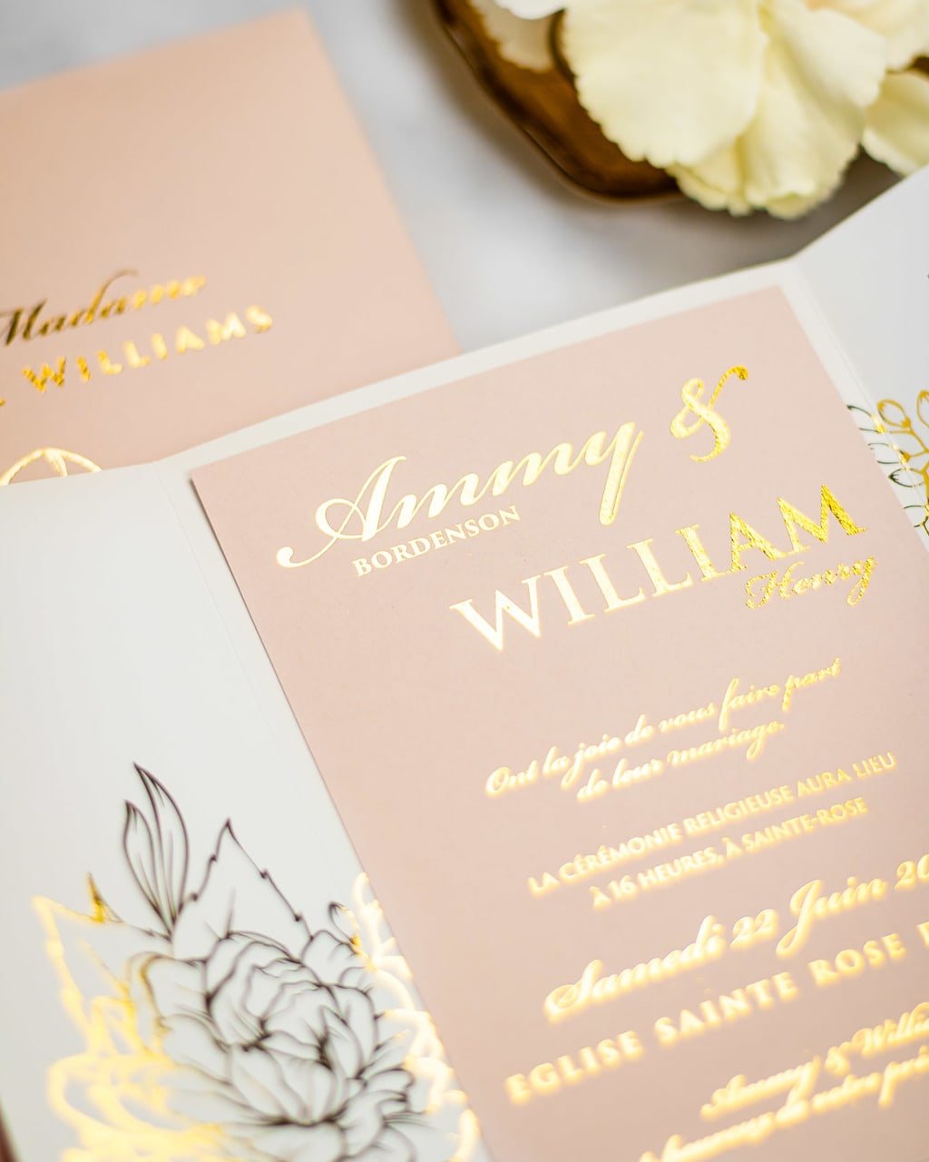 "Jana" - Faire-part de mariage chic, élégant et romantique avec dorure or - Wedding stationery - Création Luxe Carterie Studio