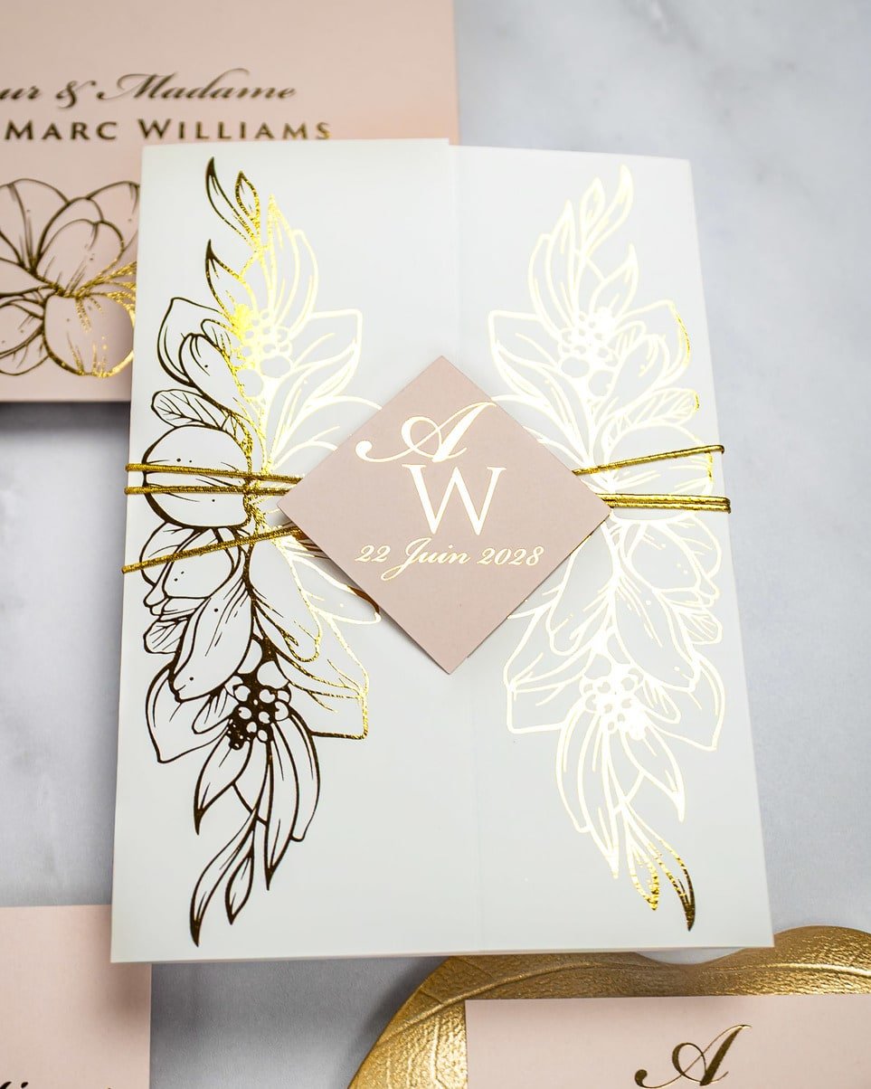"Jana" - Faire-part de mariage chic, élégant et romantique avec dorure or - Wedding stationery - Création Luxe Carterie Studio
