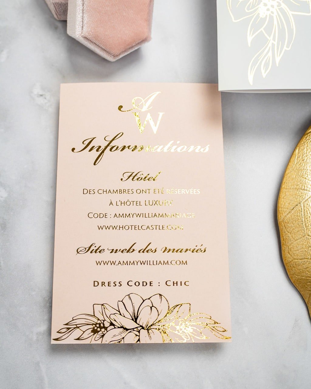 "Jana" - Faire-part de mariage chic, élégant et romantique avec dorure or - Wedding stationery - Création Luxe Carterie Studio