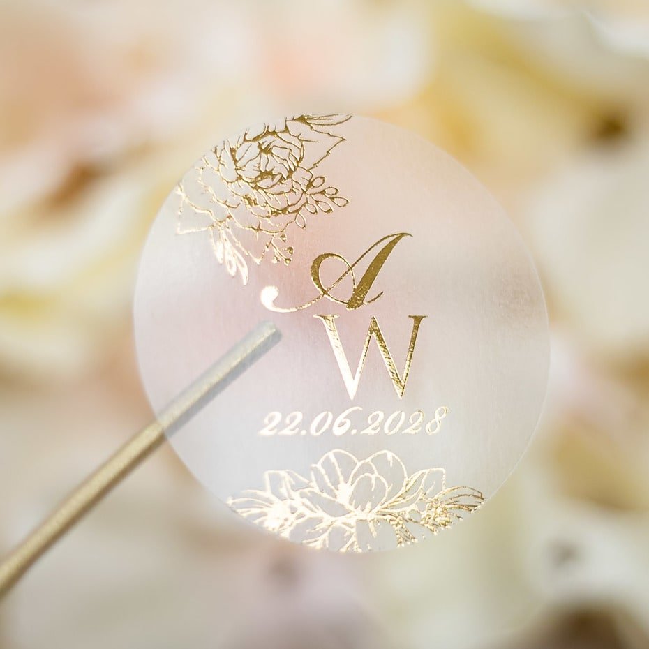 "Jana - Sticker" - Faire-part de mariage chic, élégant et romantique avec dorure or - Wedding stationery - Création Luxe Carterie Studio
