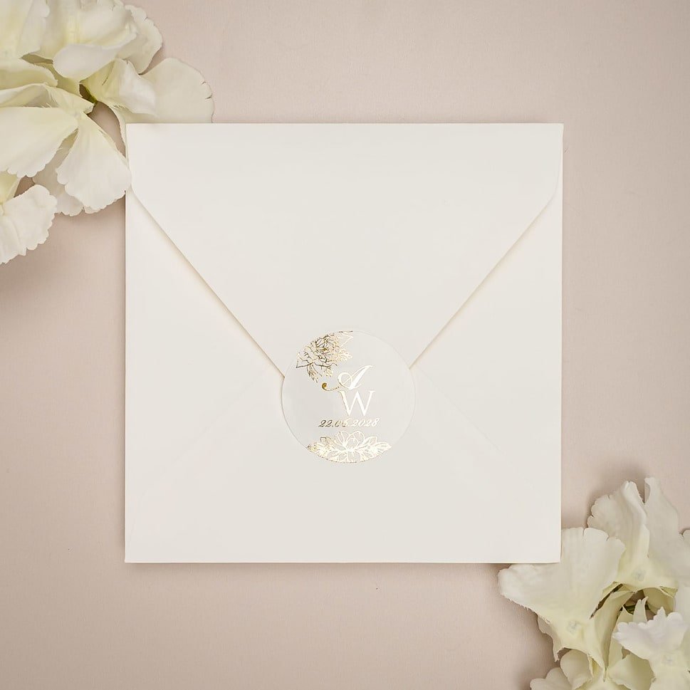 "Jana - Sticker" - Faire-part de mariage chic, élégant et romantique avec dorure or - Wedding stationery - Création Luxe Carterie Studio