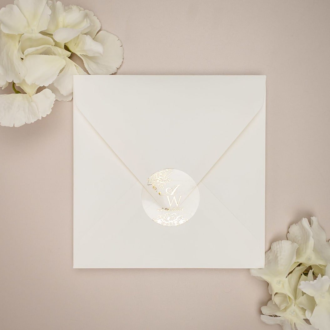 "Jana - Sticker" - Faire-part de mariage chic, élégant et romantique avec dorure or - Wedding stationery - Création Luxe Carterie Studio
