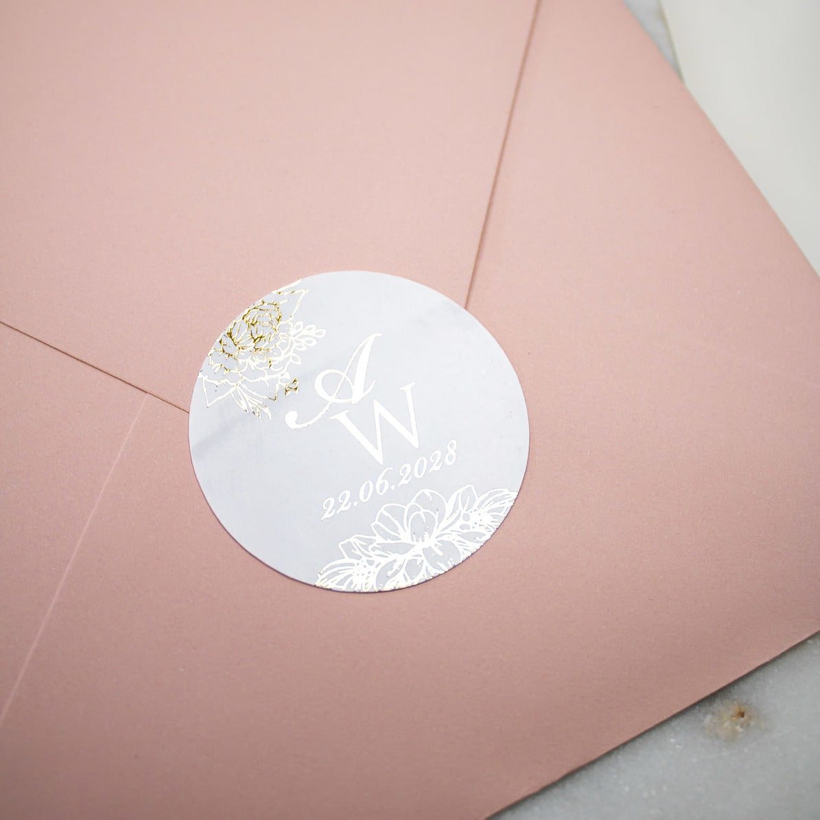 "Jana - Sticker" - Faire-part de mariage chic, élégant et romantique avec dorure or - Wedding stationery - Création Luxe Carterie Studio