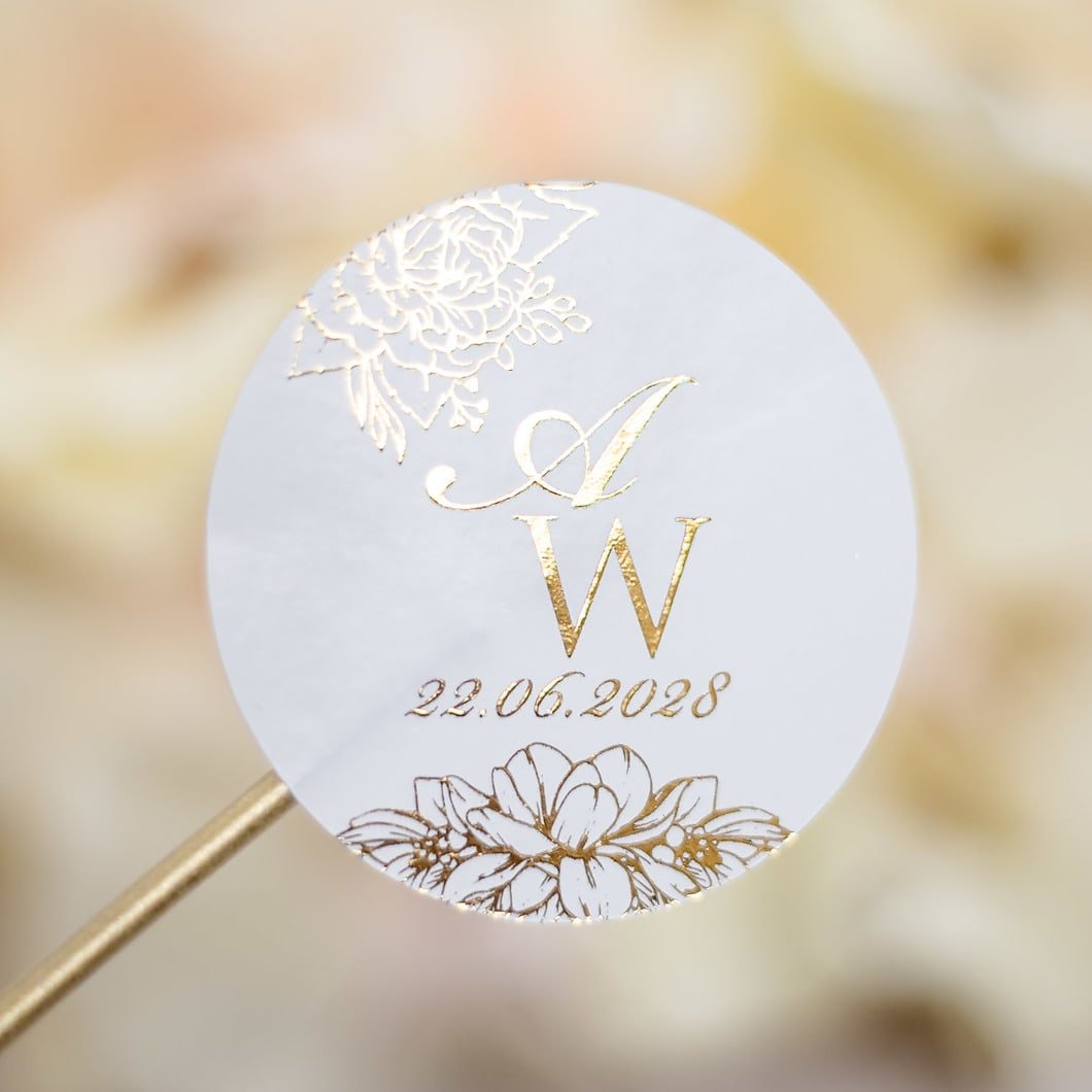 "Jana - Sticker" - Faire-part de mariage chic, élégant et romantique avec dorure or - Wedding stationery - Création Luxe Carterie Studio