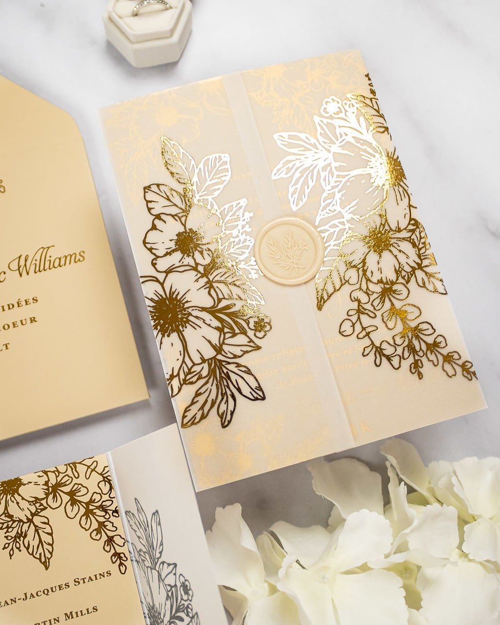 "Jasmin" - Faire-part de mariage chic, élégant et romantique avec dorure or - Wedding stationery - Création Luxe Carterie Studio