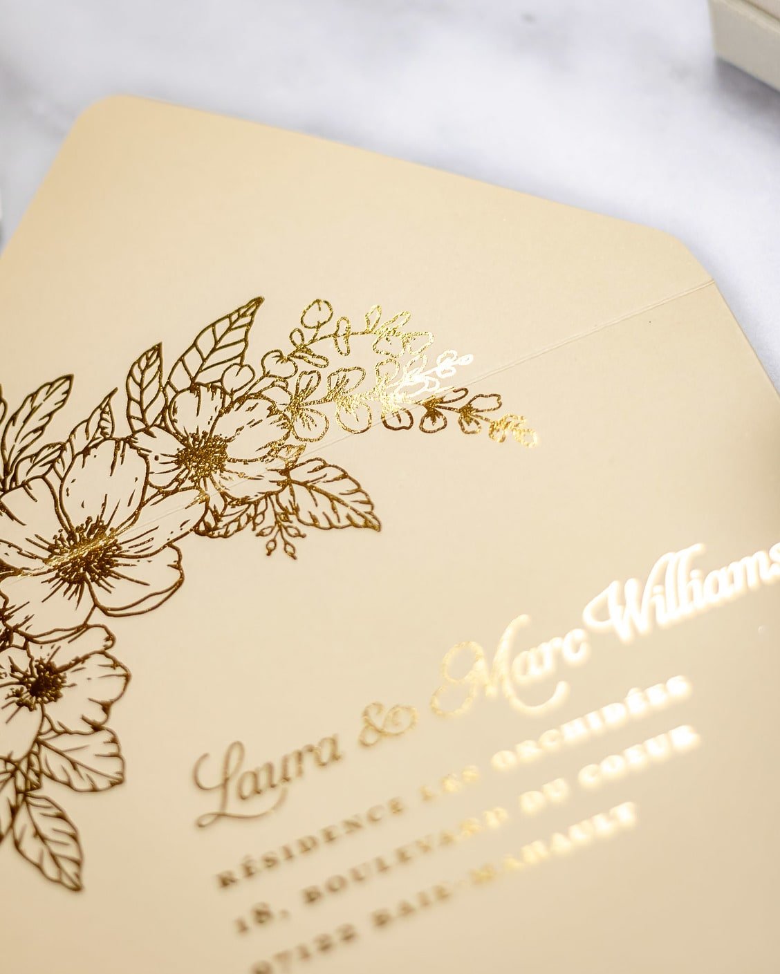 "Jasmin" - Faire-part de mariage chic, élégant et romantique avec dorure or - Wedding stationery - Création Luxe Carterie Studio