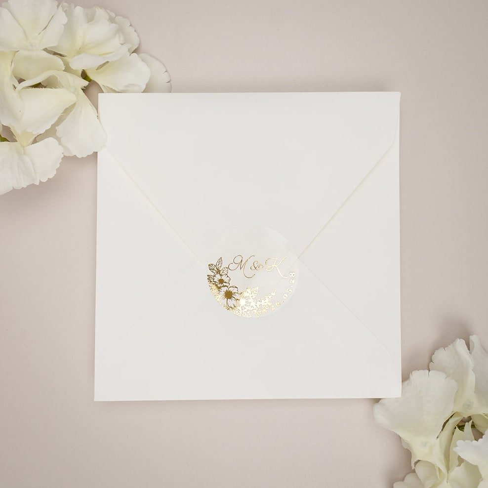 "Jasmin - Sticker" - Faire-part de mariage chic, élégant et romantique avec dorure or - Wedding stationery - Création Luxe Carterie Studio