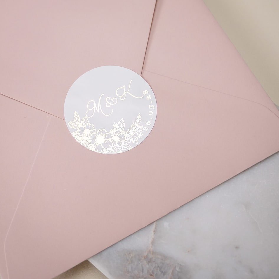 "Jasmin - Sticker" - Faire-part de mariage chic, élégant et romantique avec dorure or - Wedding stationery - Création Luxe Carterie Studio