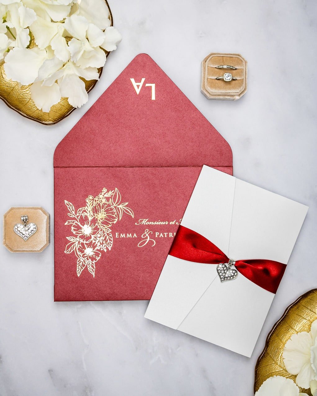 "Joana" - Faire-part de mariage chic, élégant et romantique avec dorure or - Wedding stationery - Création Luxe Carterie Studio