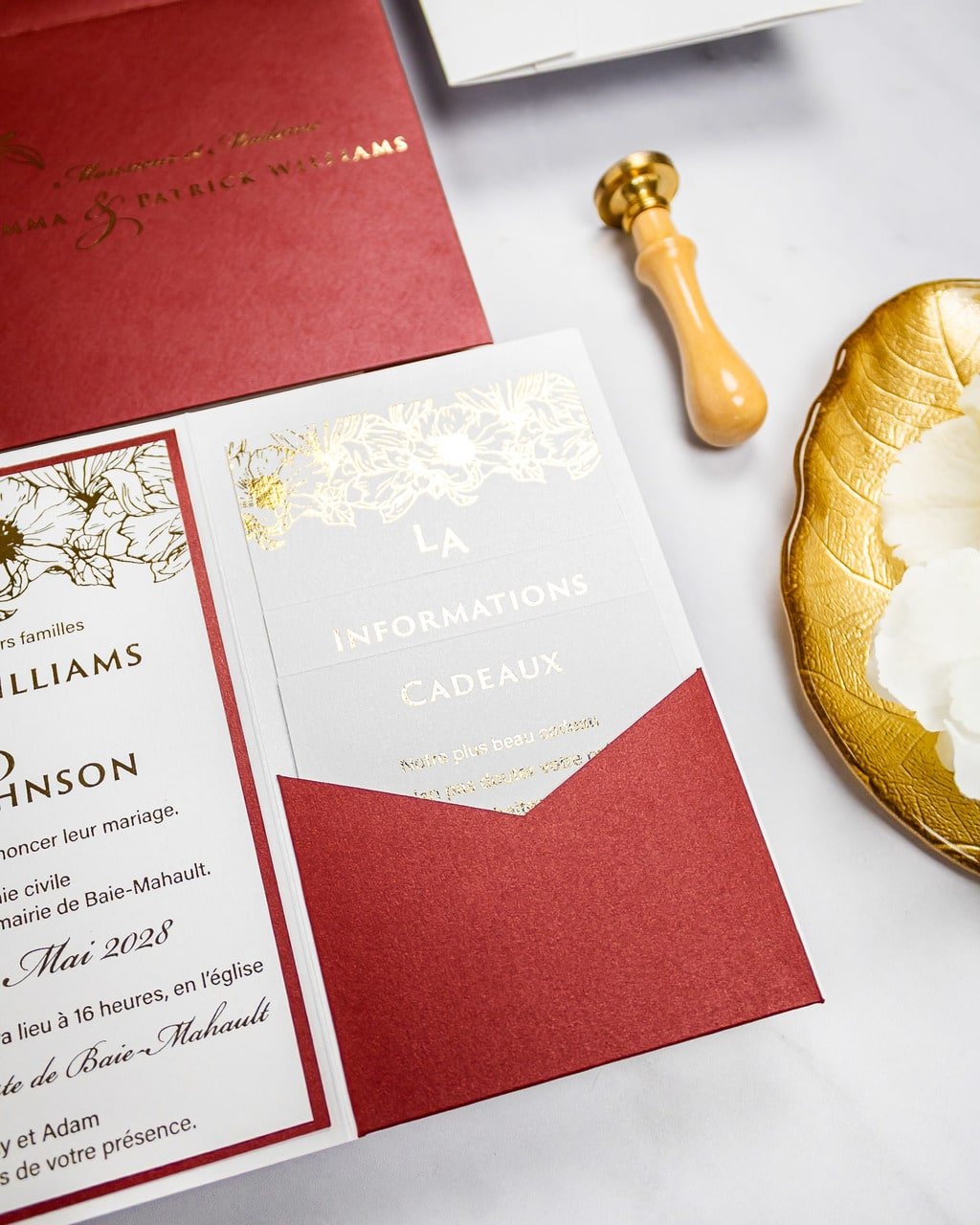 "Joana" - Faire-part de mariage chic, élégant et romantique avec dorure or - Wedding stationery - Création Luxe Carterie Studio