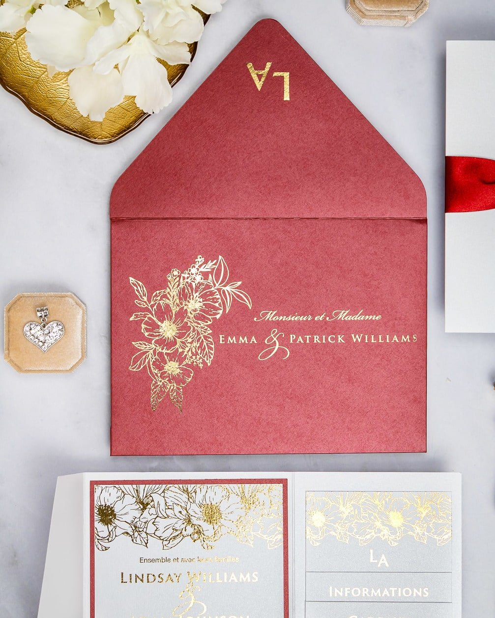 "Joana" - Faire-part de mariage chic, élégant et romantique avec dorure or - Wedding stationery - Création Luxe Carterie Studio
