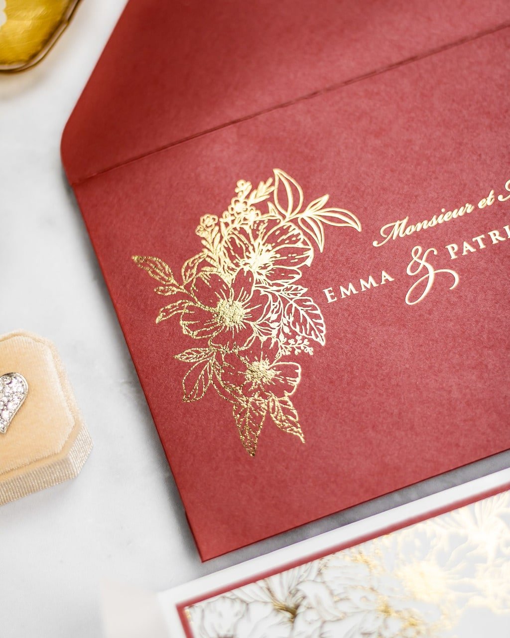 "Joana" - Faire-part de mariage chic, élégant et romantique avec dorure or - Wedding stationery - Création Luxe Carterie Studio