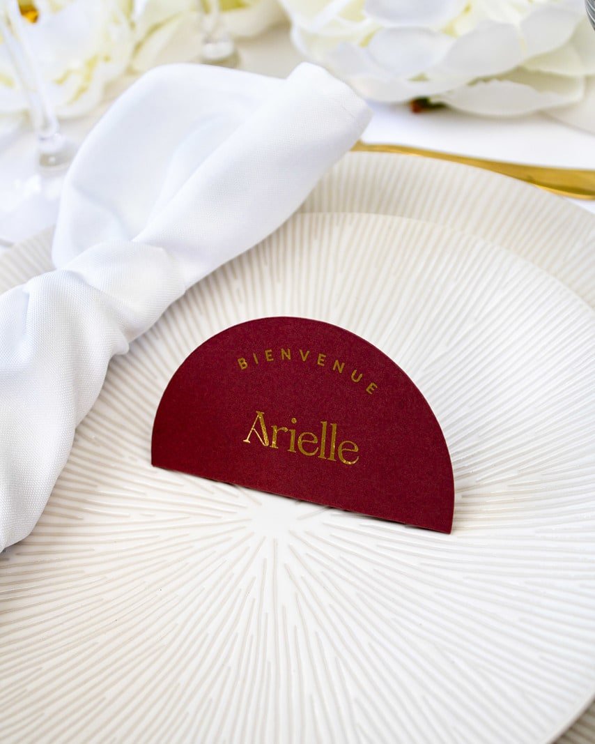 "Jona - Marque-place" – Marque-place chic, élégant et romantique avec dorure or pour réception de mariage – Papeterie de mariage - Wedding stationery - Création Luxe Carterie Studio